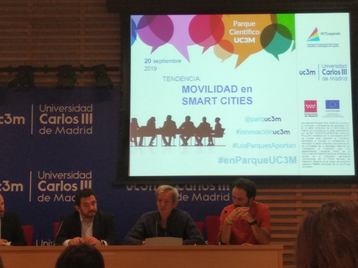 CarlosRomeroMrn's tweet photo. Y ahora casos de éxito en pymes y #startups en #movilidad y #SmartCities  en la jornada de @parqUC3M. Con la participación de dos empresas #ESABICMadrieRegion, @GEKONAVSAT (Rafael Olmedo) y @SigmaRail (Mario Hernández, @Mario_at_Sigma). Comparten mesa  #VTI, #Gas&amp;Co y #Solusoft. https://t.co/e9ppUnk2MQ