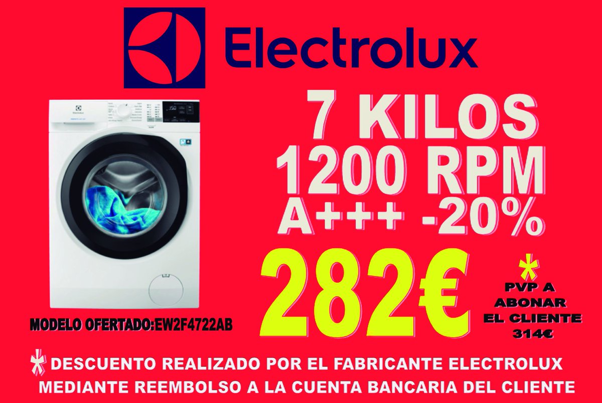 MILARULTRARADIO's tweet photo. Buenos días, hoy comienza la nueva promoción de lavado, Electrolux te devuelve el 10% del precio de venta de la lavadora, no te la pierdas
Oferta de diez
Y págala en 12 meses sin interés, 0 0 ni gastos ni comisiones , tan fácil con tarjeta de crédito y tu dni, previa autorización https://t.co/wKVDte0088