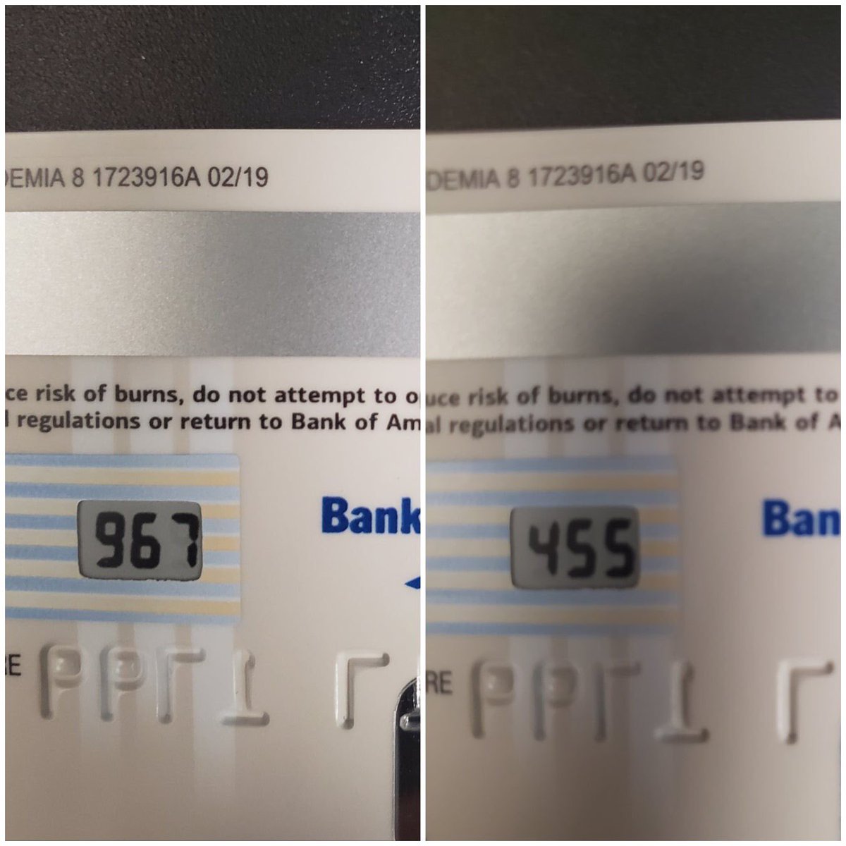aokocax's tweet photo. Bank Of America CCV numarası 4 saatte bir değişen böyle bir kartı deniyormuş. https://t.co/TRa3A9dq3i