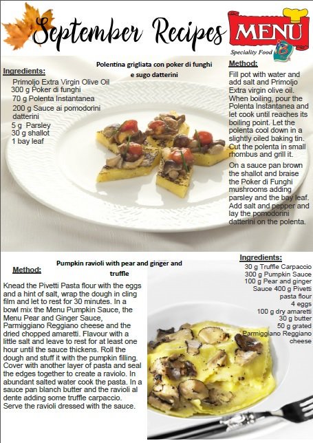 ibfood's tweet photo. We are back with two recipes perfect for the autumn 🍂 
From traditional polenta with mushrooms 🍄 and tomatoes 🍅, to delicious ravioli with pumpkin 🎃, pear, ginger and truffle. 🍽️
#italianfood #autumn_falls #SEPTEMBER #recipes #fall #FridayFeeling #FridayMotivation https://t.co/zB6pOjOCEl