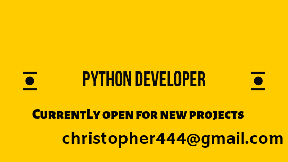 christosag's tweet image. #freelancepythondeveloper Python developer open for new projects
