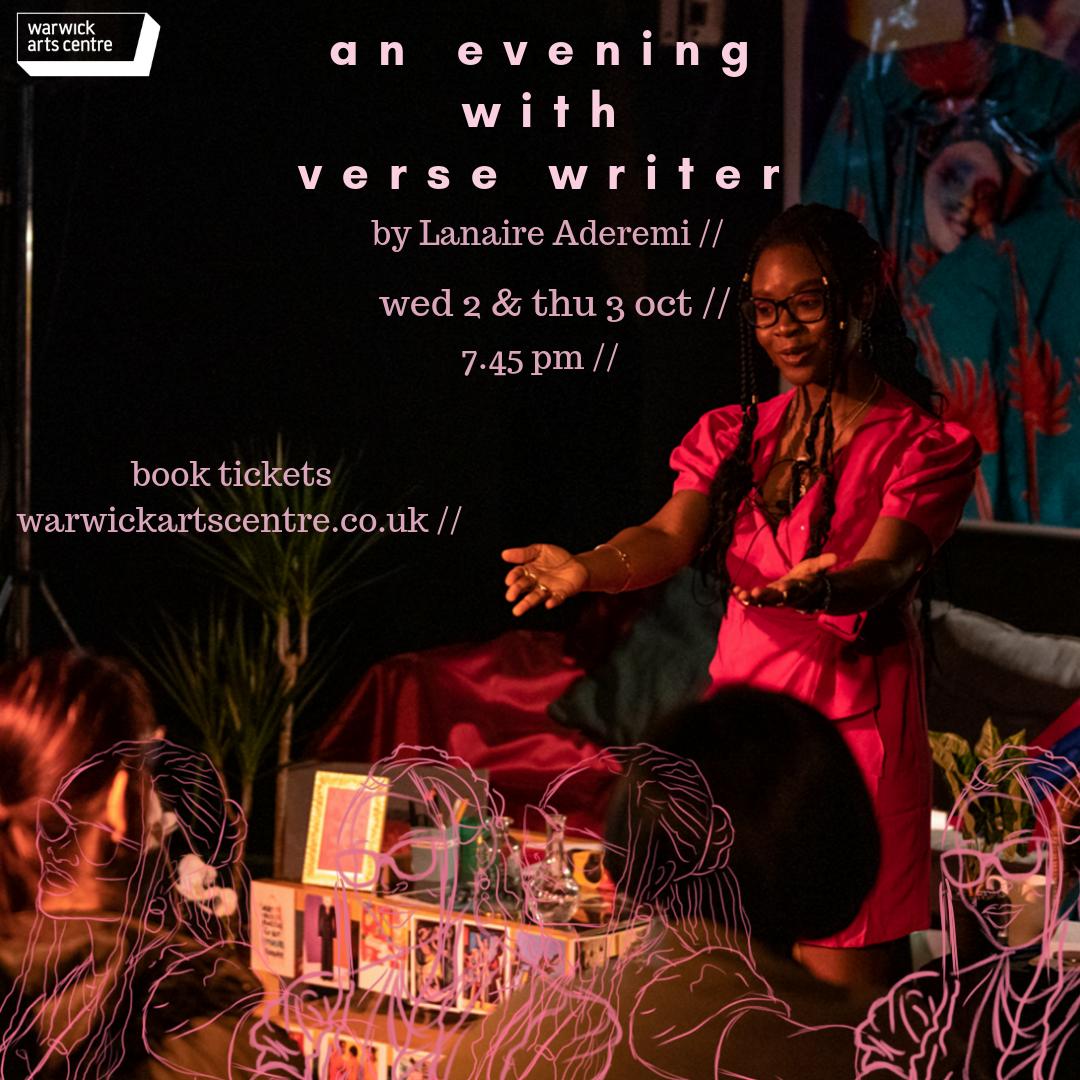 BhamLitFest's tweet photo. One of our wonderful former #BLF18 volunteers takes on her own one-woman show at @warwickarts. Go see @LanaireA on 2 and 3 Oct and listen to stories from her childhood to the present day that explore themes like Black women's history and memory. https://t.co/jS6gx3aueV https://t.co/PifRnq71hD