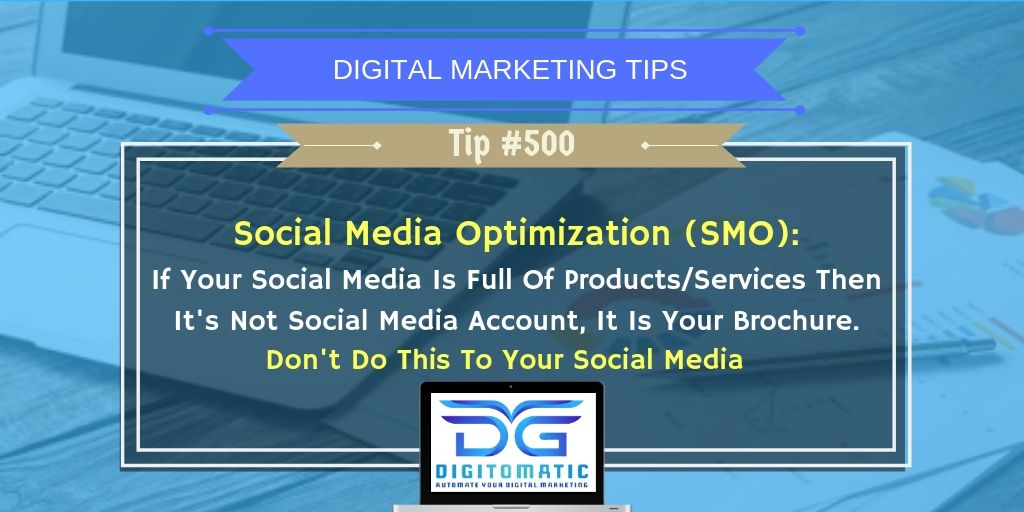 digitomatic's tweet image. #DigitalMarketing Tip #500
Don't do this to your social media accounts. Social media is for building audiences &amp;amp; engagements and not just for sales.
#SocialMedia #socialmediamarketing #socialmediafails #socialmediatips #OnlineMarketing #OnlineMarketingTips #GrowthHacking