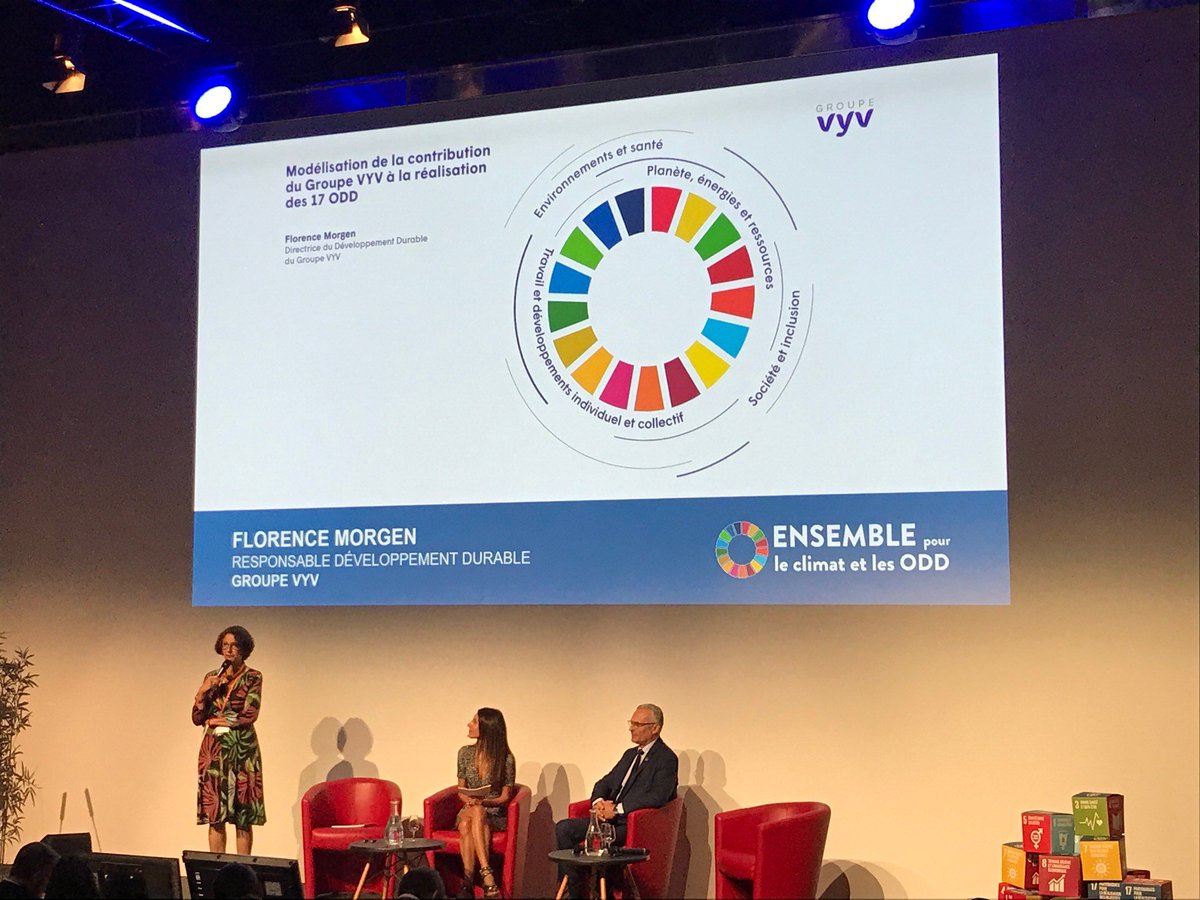 "On ne peut pas choisir parmi les #ODD, le Groupe VYV a choisi de contribuer aux 17 ODD et d'agir de manière concrète, visible et mesurable" : <a href="/FlorenceMorgen/">Florence Morgen</a>, directrice #DeveloppementDurable du #GroupeVYV intervenait ce matin à l'événement "Ensemble pour le climat et les ODD"