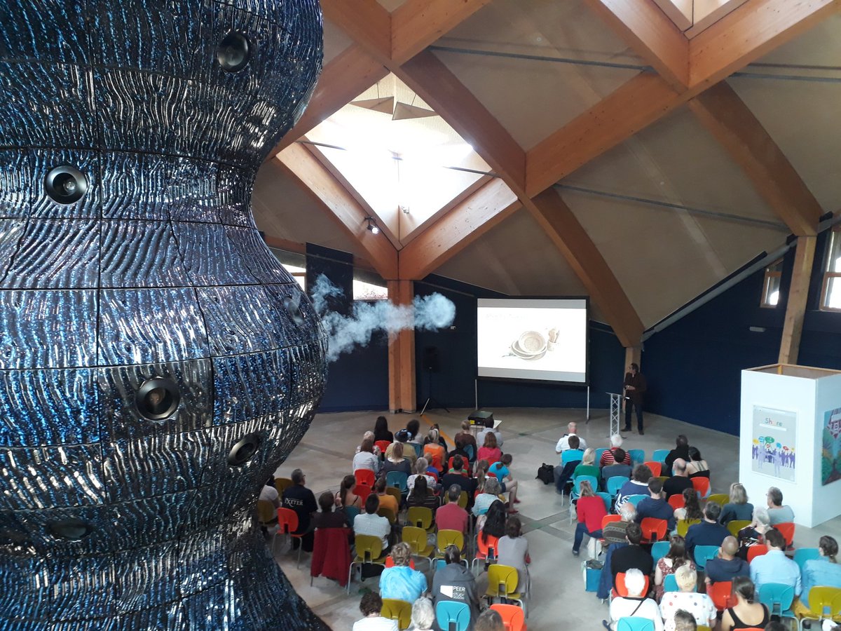 silburn_laura's tweet photo. Dr Glenn Albrecht talking on the symbioscene for #ClimateStrike @edenproject in front of #infinityblue https://t.co/fOTIbTchvC