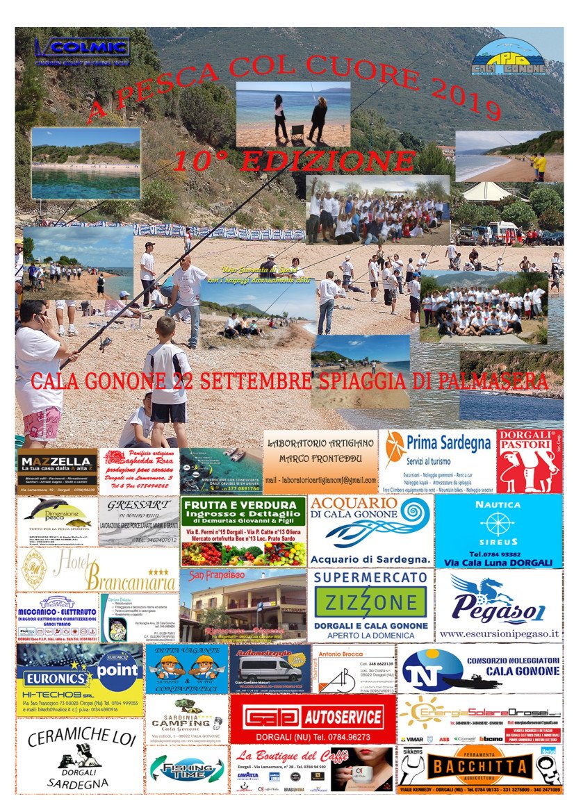 Domenica 22 settembre l'#AcquarioCalaGonone va #ApescacolCuore, 10° edizione della manifestazione organizzata dall'associazione APSD Cala Gonone.
In mattinata la gara di pesca e a seguire la premiazione in Acquario e la visita al percorso espositivo.
