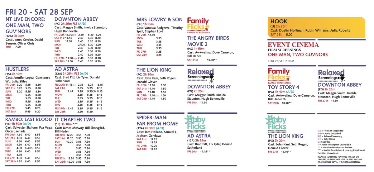 Film times: Fri September 20 - Sat September 28
#AmbassadorsCinemas