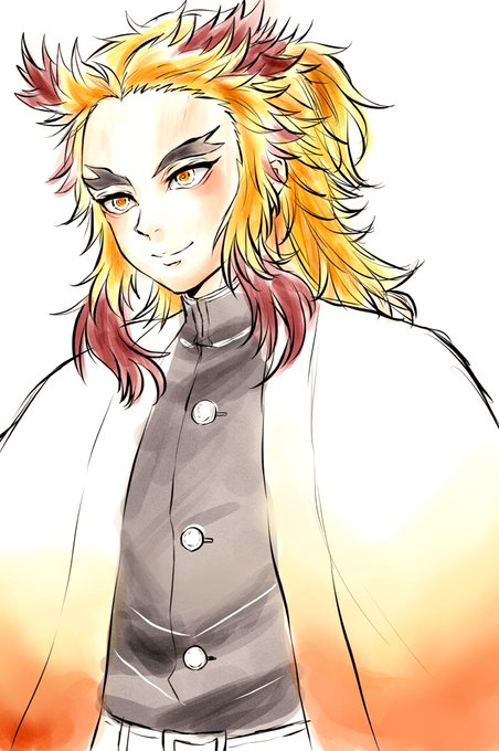みーなっつさんがTwitterに投稿した煉獄杏寿郎(鬼滅の刃)のイラスト。