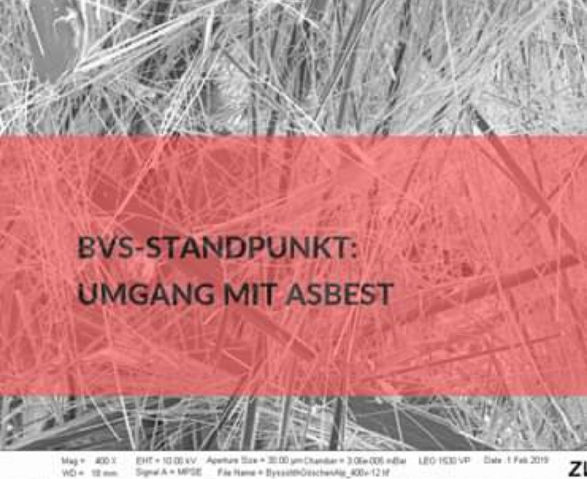 Bausubstanz Bvs Standpunkt Umgang Mit Asbest Der Bundesfachbereich Innenraumhygiene Im Bvs Stellt Den Neuen Sachverstandigen Standpunkt Umgang Mit Asbest Vor Der Ab Sofort Als Kostenfreier Download Zur Verfugung Steht T Co
