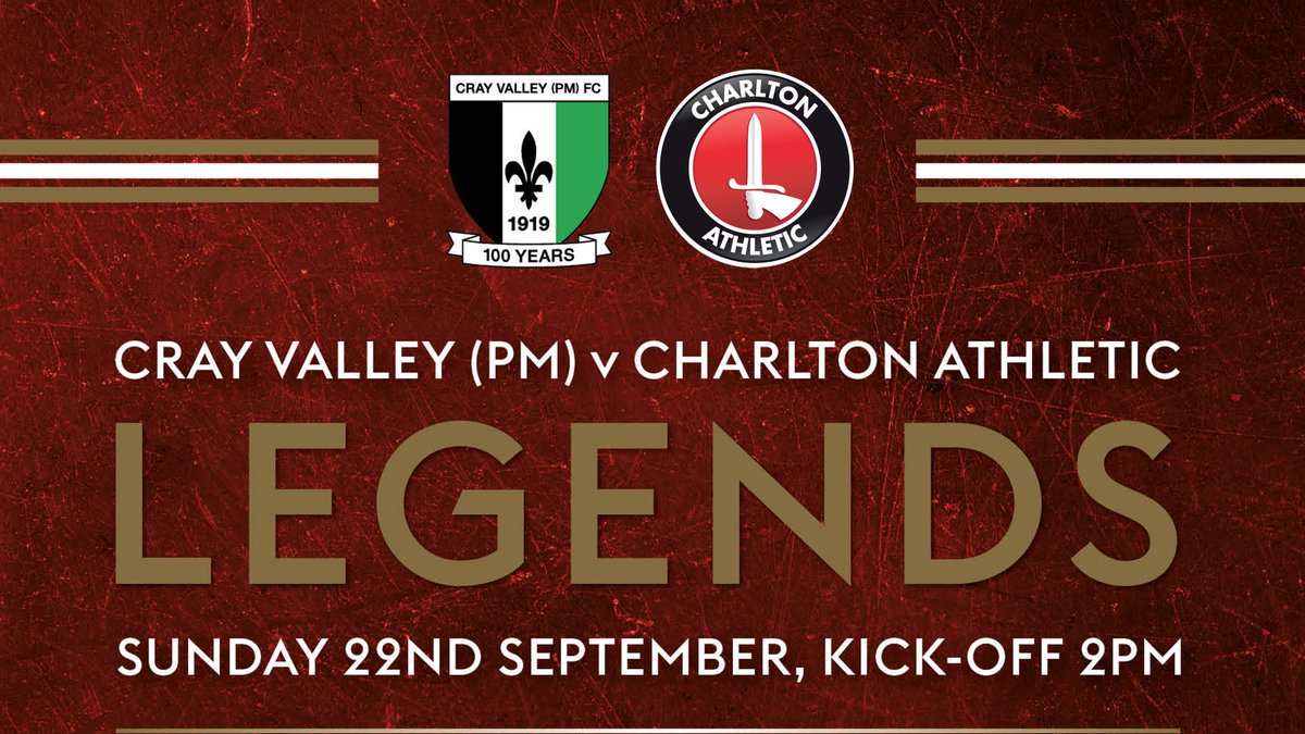 <a href="/lisbie_kevin/">Kevin Lisbie</a> <a href="/CrayValleyPM/">Cray Valley (PM) FC</a> 🎟️ Tickets for Sunday's match at Badgers Sports Ground are priced £5 adults and £3 children on the gate, while U5s go for free and a percentage of funds raised will go to Prostate Cancer UK

👉cafc.co.uk/news/view/5d84… #cafc
