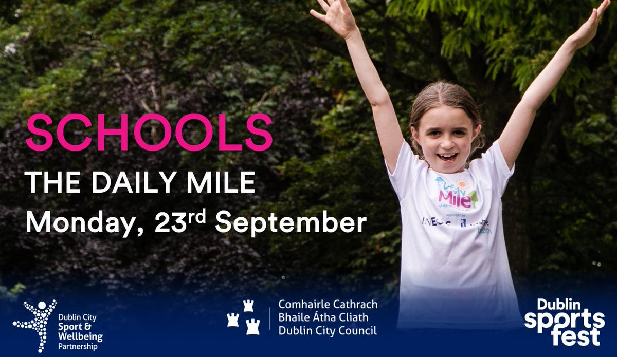 dccsportsrec's tweet photo. The theme of Sportsfest today is Schools. 📖

We will be down in Irishtown Stadium for the launch of The Daily Mile Initiative!! 🥇🥈🥉

Stay tuned for updates

For more info on Sportsfest visit: https://t.co/AjKdqkPPwv

#ThisIsMyDublin #BeActive https://t.co/BQxtPfn6ks