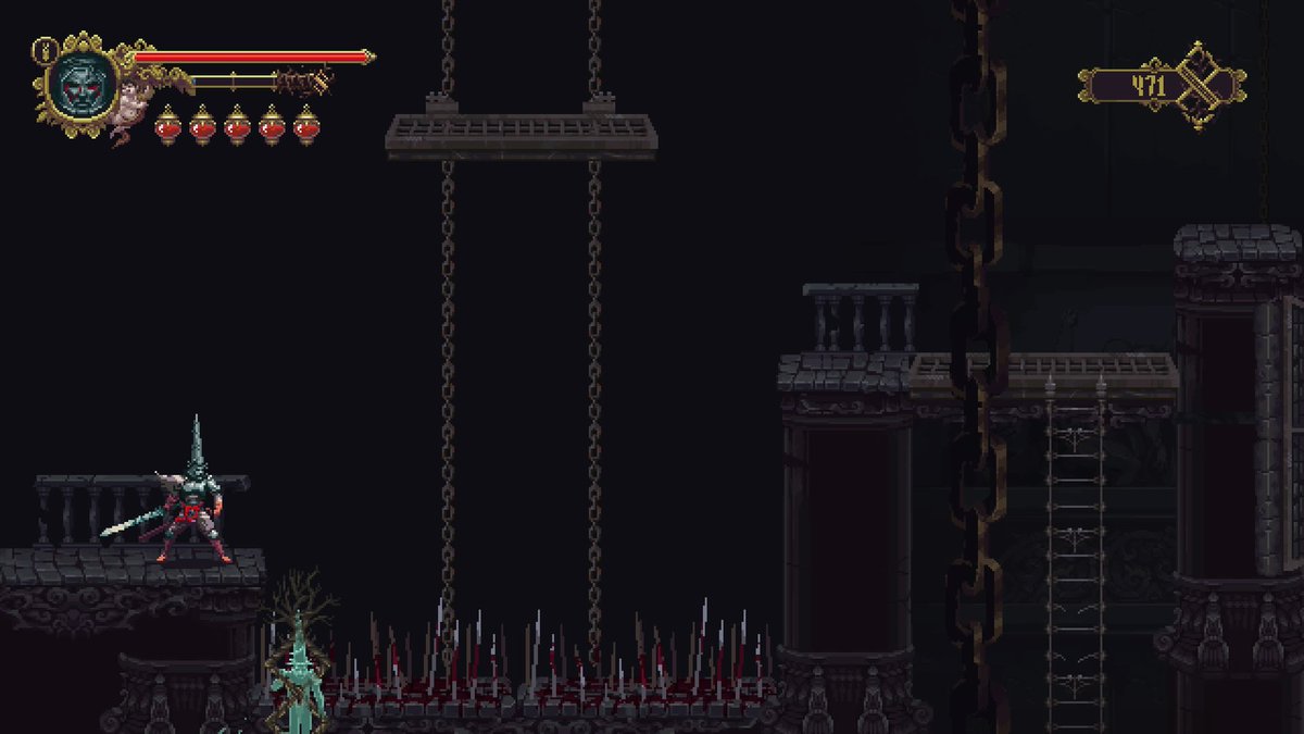 Showtimeric's tweet photo. How can I get it back? Got slepped under the spears and died when i jumped. Any advice? #Blasphemous #PS4share https://t.co/k3WuKrHTCP