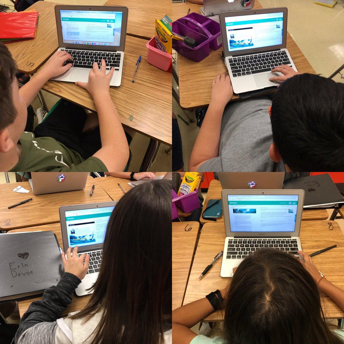PineViewMiddle's tweet photo. Year 2 students being #ibthinkers and #ibcommunicators in their Language and Literature class using @HMHCo Writable for their persuasive essay.#ibstrong https://t.co/1jAKEDTUeL