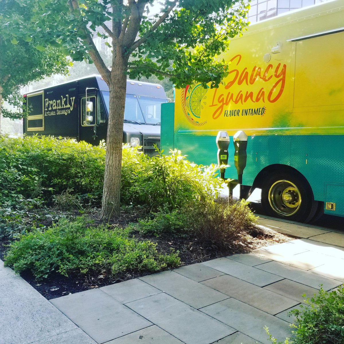 We're right next to our good friends, <a href="/thesaucyiguana/">The Saucy Iguana</a> for lunch today. With downtown bustling as the <a href="/cardinals/">St. Louis Cardinals</a> prepare to beat the Cubs this afternoon, we parked a little further down Market Street. You can find us right in front of the fountains between 9th and 10th street!