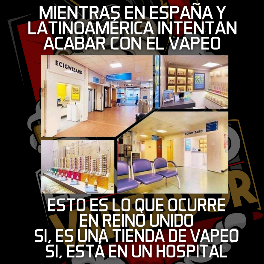 LaVaportecaCOM's tweet photo. Reino Unido abre tiendas🛒 de Vapeo💨 en Hospitales🏥 con el beneplácito del Ministerio de Sanidad. Mientras en España... quieren acabar con el vapeo y equipararlo al tabaco..

#StopCensura #ElTabacoAtaYTeMata #VapearSalvaVidas #vapesafe #vapespain https://t.co/BnG5KkSibL