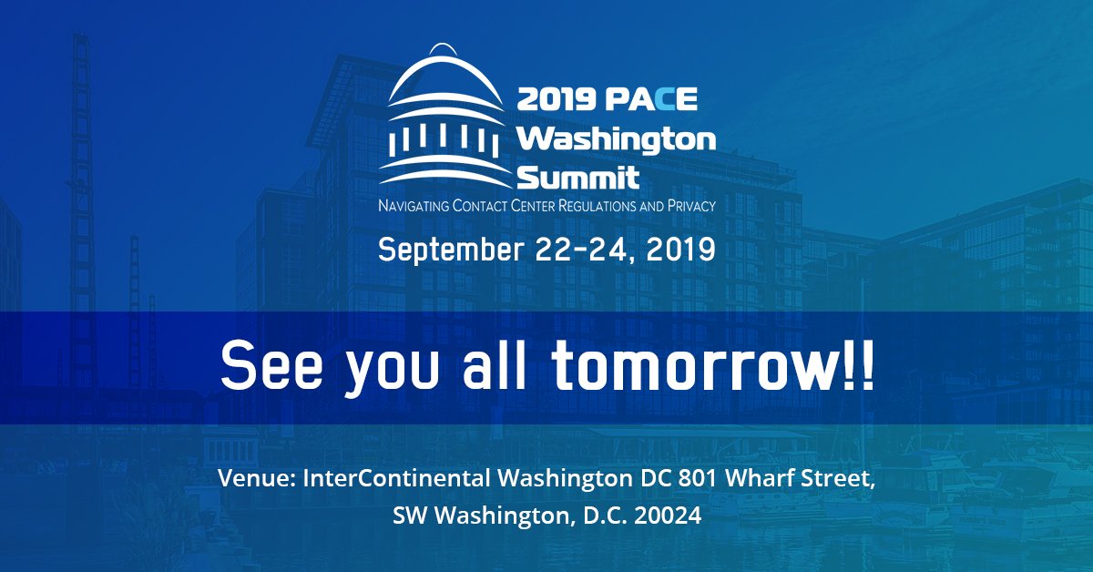 PACEassociation's tweet photo. One of our biggest events is all set to begin tomorrow! The PACE team is all geared up and excited to meet you all. Great fun, networking opportunities, and amazing sessions await you at the #SUMMITDC19. https://t.co/DQvTwJigk4
#business #CX #custserv #summit #compliance #FCC https://t.co/Fmpugw7WNl
