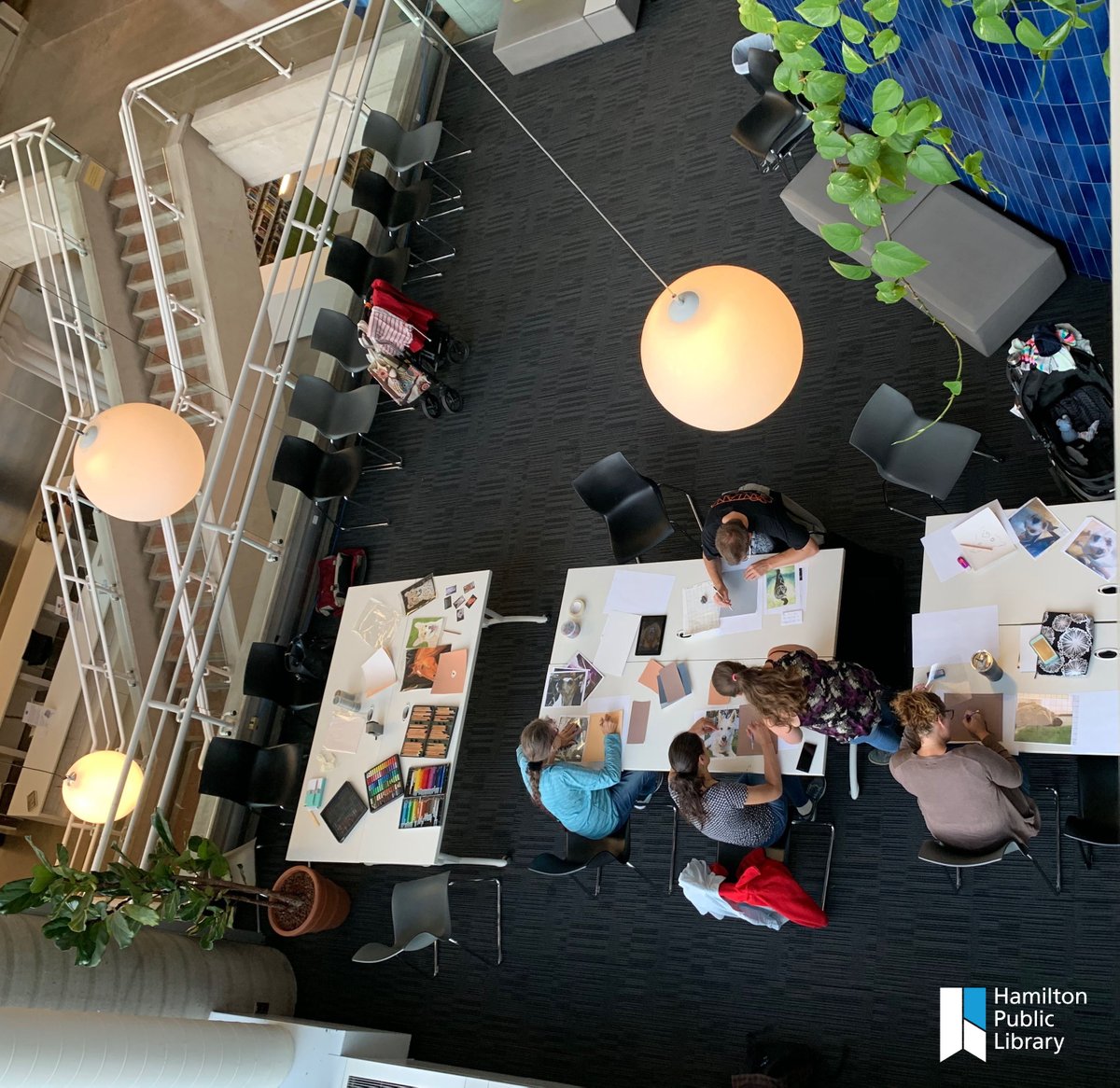 HamiltonLibrary's tweet photo. Artists at work! HPL is a great place to learn new techniques & make art. Gemma Whelbourn teaches Pet Portraiture program at #HPLCentral, #HPLDundas, #HPLRedHill & #HPLWaterdown. There are photography, drawing, knitting, & cross-stitch programs all across #HamOnt #ArtsLiveHere https://t.co/50SMx4ZqIg