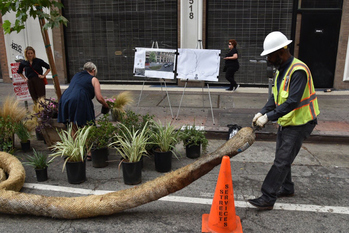 BSSLosAngeles's tweet photo. Today is National Park(ing) Day. Stop by W. 7 St. and Olive to learn more #ASLAParkingDay #socalASLAPD19 #socalASLA #nationalASLA #landarchmag #parkingdayLA @GMsTREEtsLA1H2O @MayorOfLA @LACityDPW @Planning4LA https://t.co/5TKekZypiS