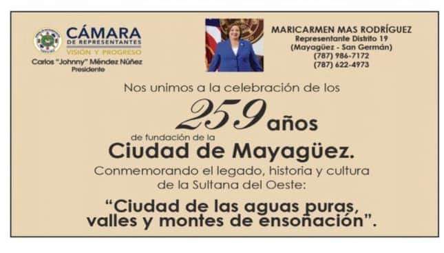 Felicitamos a todos los mayaguezanos en la celebración de los 259 años de fundación de nuestra ciudad.

#Mayagüez
#259AñosFundación