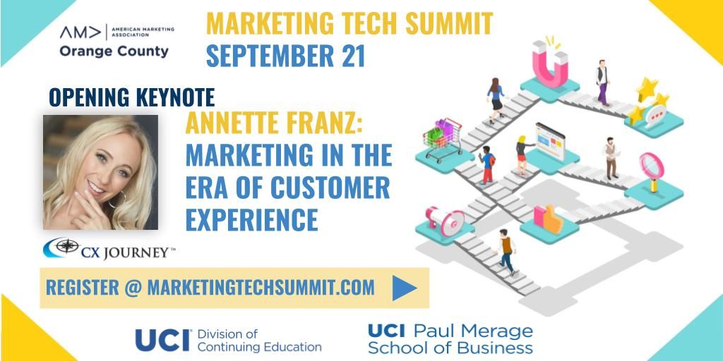 annettefranz's tweet photo. It's not too late to join me tomorrow at the AMA OC Marketing Tech Summit - limited seats still available - use my code (JOURNEY20) for a 20% discount! See you there! https://t.co/CF6mgbwyeQ #customerexperience #cx #orangecountymarketing #orangecounty #amaoc #mktgtechsummit https://t.co/qKVXbolxr0