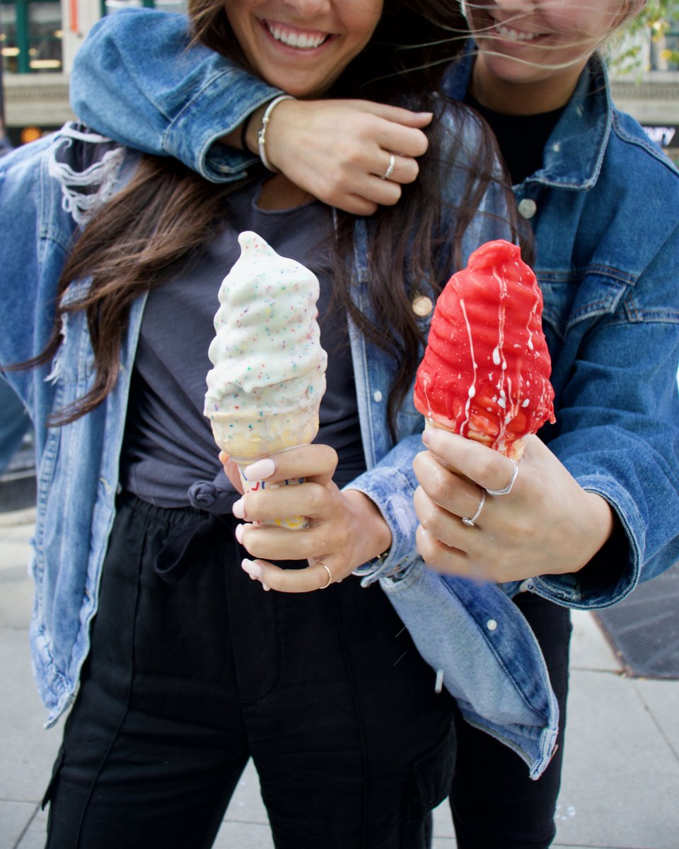 Because TWO is ALWAYS better than one! Grab a friend &amp; enjoy BOGO dipped cones today only. *while supplies last*🍦🙌🏽 #NationalIceCreamConeDay #ThisMustBeThePlace #SundaysAreForSundaes #Chicago #SundayFunday