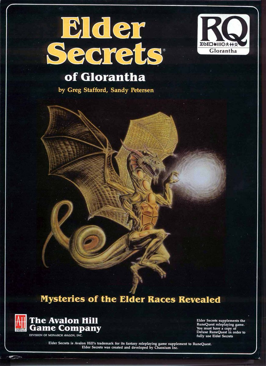 Ranaroth2's tweet photo. Dragons. Elder Secrets of Glorantha, The Avalon Hill Game Company, 1988. Cover: "Cosmic Dragon" Nick Smith. Runequest/Glorantha box set no. 11. #Runequest #roleplaying #Glorantha #ElderSecrets #EdritchAbomination #dragon #cosmic #NichSmith https://t.co/uO4k1jnA09