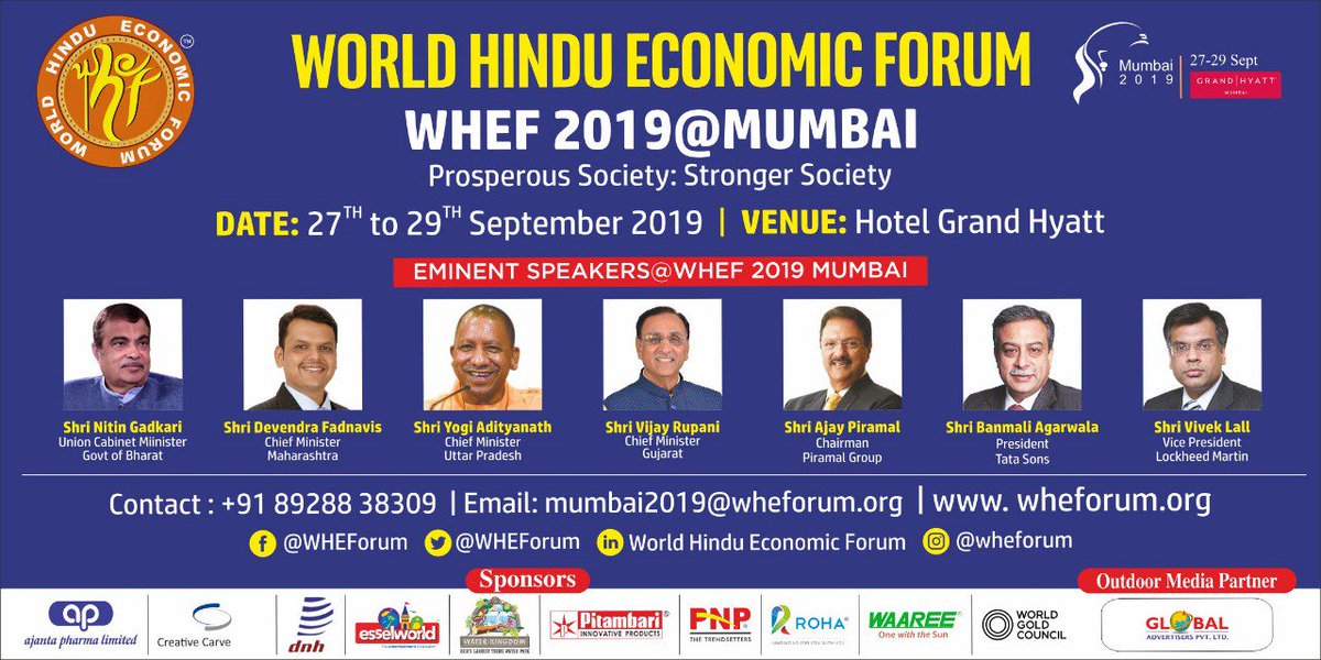 GlobalAdvtOOH's tweet photo. Global Advertisers Pvt. Ltd. is proud to be an outdoor media partner for World Hindu Economic Forum 2019.
#GlobalAdvertisers #OutdoorMediaPartner https://t.co/IFM40SBh5I