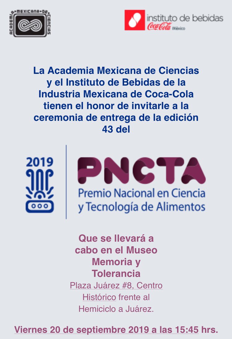 rperezescamilla's tweet photo. In Mexico Coca Cola co-awards the National Prize in Food Science and Technology together with the Mexican Academy of Sciences! Isn’t this a huge Conflict of Interest?! 😱😱😱😱😱😱@1CINyS @alcachofeta https://t.co/tHLjrTTCST