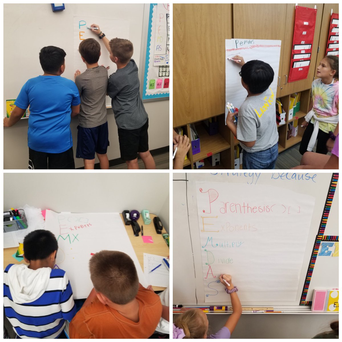 Students working hard on PEMDAS posters. <a href="/MahaffeyKISD/">Mahaffey Elementary</a>