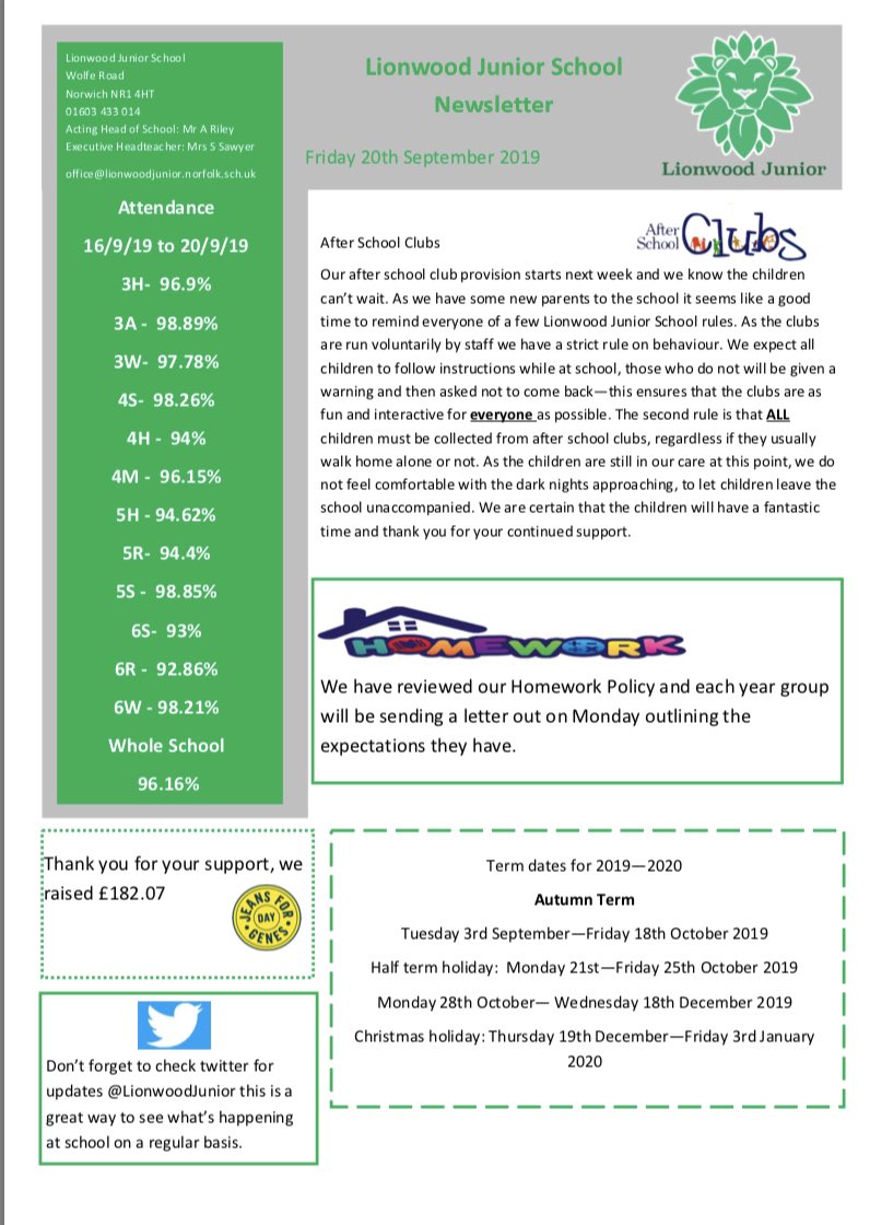 This week’s newsletter: clubs, homework and term dates.