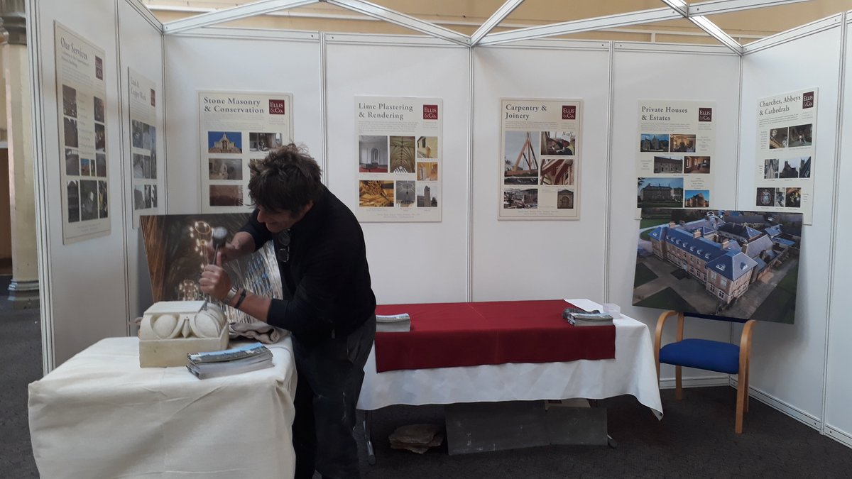 Putting the final touches to our stand C27 at the Listed Property Show, Passenger Shed, Bristol - come and visit us tomorrow and enjoy a glass of fizz. Sean's brought his masons block so there will be probably be some stone carving to see too. #lpocshow #listedproperty #bristol