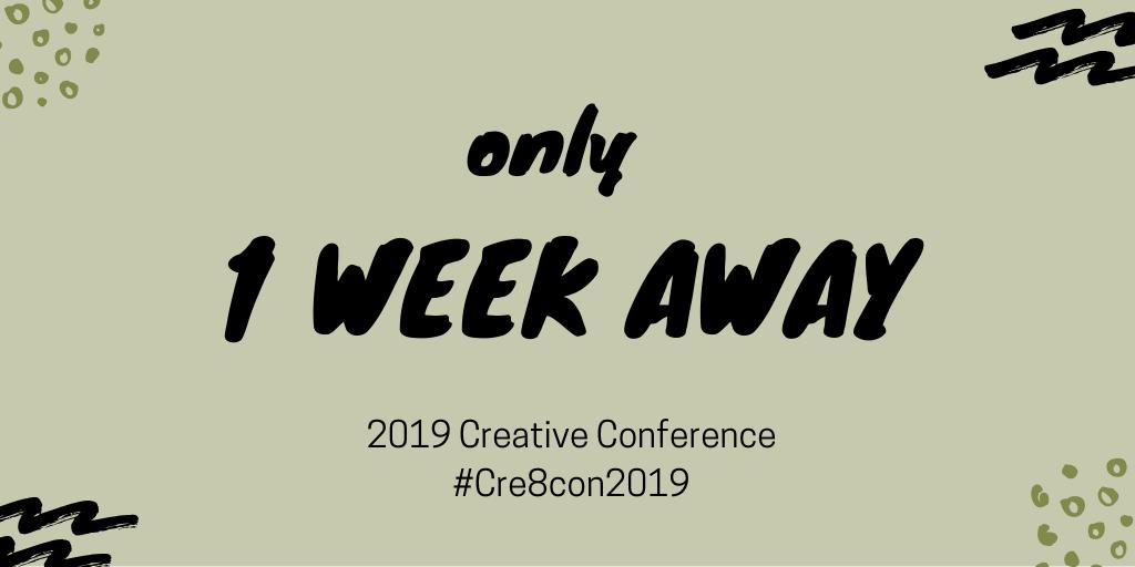 That's right, we're down to the final countdown. Only one week until the 2019 Portland Creative Conference. How are you preparing? 

#Cre8con2019 #PortlandCreativeConference #PortlandCreatives #CreativeProfessionals #ThinkCreative #CreativeThinking