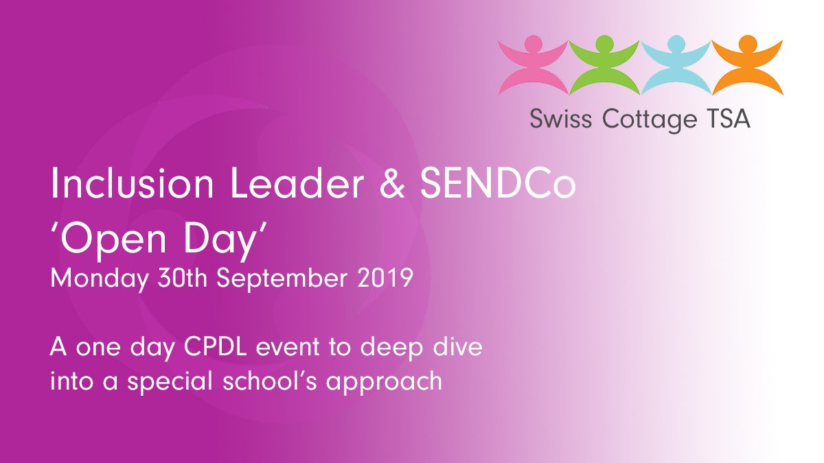 This event will cover:

- National Landscape
- #SEND Code of Practice
- The Dilemma of Balancing Strategic and Operational - Responsibilities
- Leading an #Inclusive Culture
- Monitoring and Evaluating #Provision and Impact
- Networking

More info &amp; book:
swisscottageteachingschool.org.uk/events/inclusi…