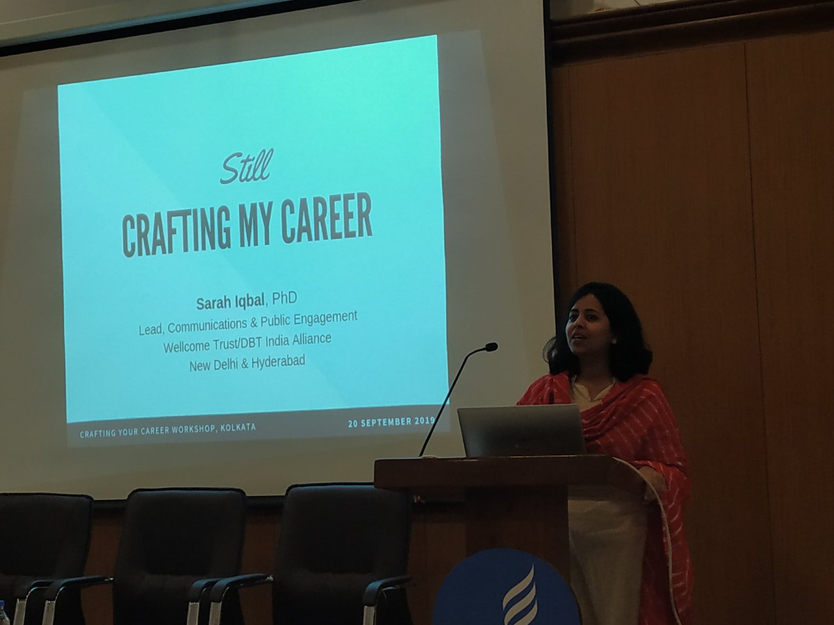 @SarahHyder speaks about her career journey - the factors that informed her choices, key learnings from her PhD/Postdoc, and her transition into public engagement and science outreach at @India_Alliance #CYC2019