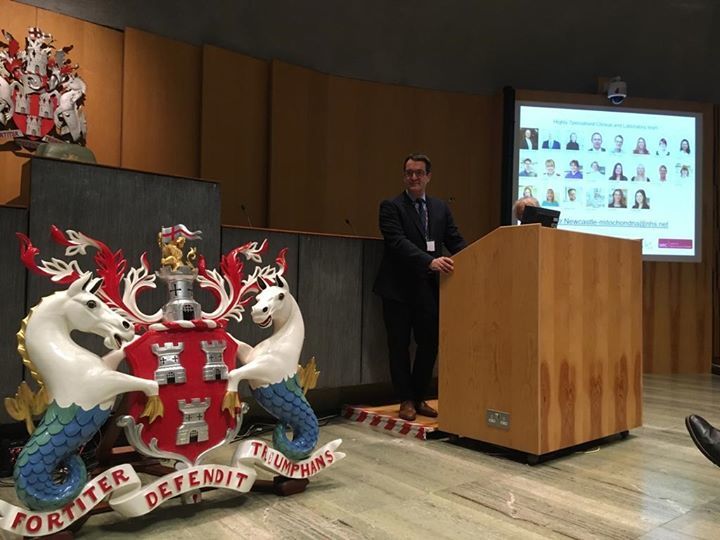 MitoResearch's tweet photo. Professor Rob Taylor talking about mitochondrial disease at the Great North Paediatric Conference 2019 today! #CHER2019 https://t.co/yhwM2lQFxq