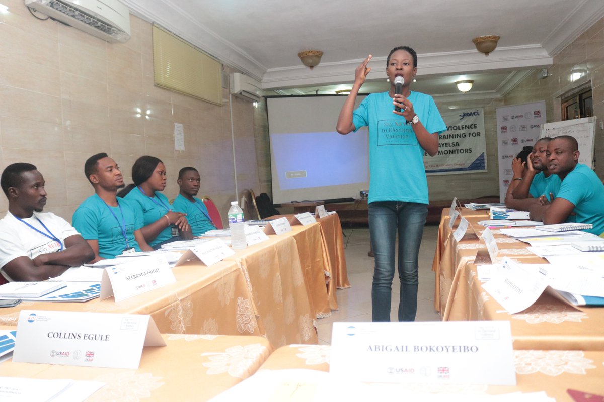 Kimpact_Global's tweet photo. DAY 2 Step-Down Training: Review of knowledge from day one with Becky Paul, M&amp;E officer @KDI_ng 
#NEVRBayelsa #BayelsaDecides #WeAreForPeace

@nevrng @IFESAfrica @IFES1987 @USAIDNigeria @UKaid @SituationRoomNg @WFD_Nigeria @CDDWestAfrica https://t.co/FvLfYnZOpk