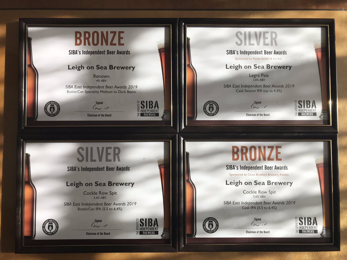 LoSBrewery's tweet photo. No Golds this year, but a tidy haul nonetheless....  First time we’ve entered #CockleRowSpit in a comp and it picks up two awards! Congrats to all the winners - and what a great @ElgoodsBrewery1 beer fest it leads to! https://t.co/94vXnyD4xJ