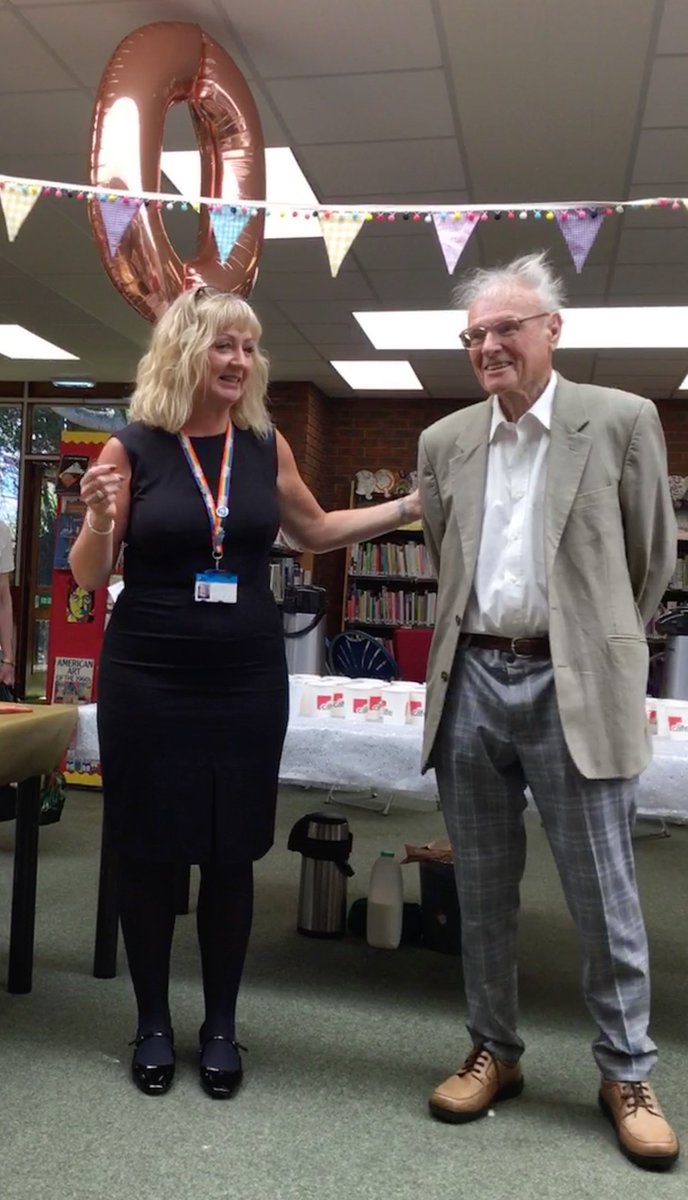 WSCCLibraries's tweet photo. We’re having a ball at #RustingtonLibrary’s 50th birthday party! Former manager Harry Clark cut the cake and told us about the library’s opening in 1969 and how he began his career working as a van boy for the service. Come and join us! @RustingtonWSx @SussexMuseums @WestSussexRO https://t.co/dTGgqyPTeq
