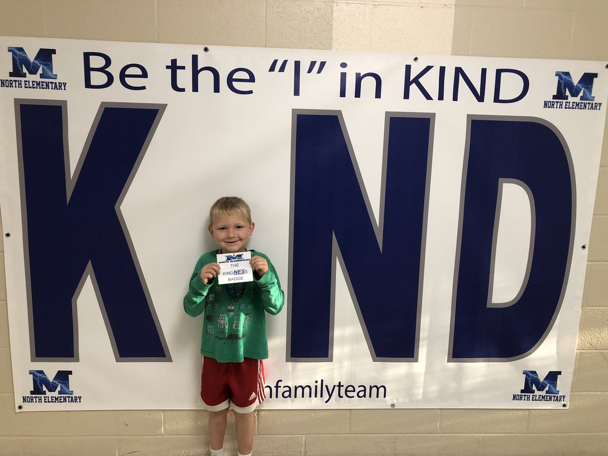 mayer1nes's tweet photo. Our new kindNESs banner is up for our KINDNESS BADGE winners. 

Be the “I” in K-“I”-N-D!!!!

Thank you to Kimberly Caruthers for making our awesome banner. She always helps us out w/ our #northfamilyteam culture across the building. 💙

#kindnessmatters @EricTho21409819 https://t.co/GmjNxIBY8i