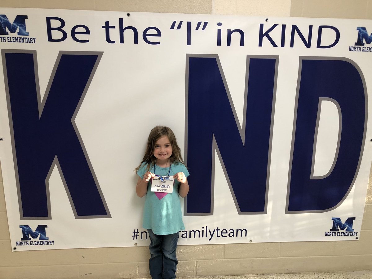mayer1nes's tweet photo. Our new kindNESs banner is up for our KINDNESS BADGE winners. 

Be the “I” in K-“I”-N-D!!!!

Thank you to Kimberly Caruthers for making our awesome banner. She always helps us out w/ our #northfamilyteam culture across the building. 💙

#kindnessmatters @EricTho21409819 https://t.co/GmjNxIBY8i