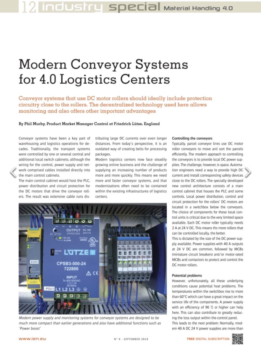 LuetzeSolutions's tweet image. Modern conveyor systems for 4.0 Logistic Centers. With LÜTZE #PowerSupplies and #CurrentControl @luetze_uk ien.eu/digital/2019/S…