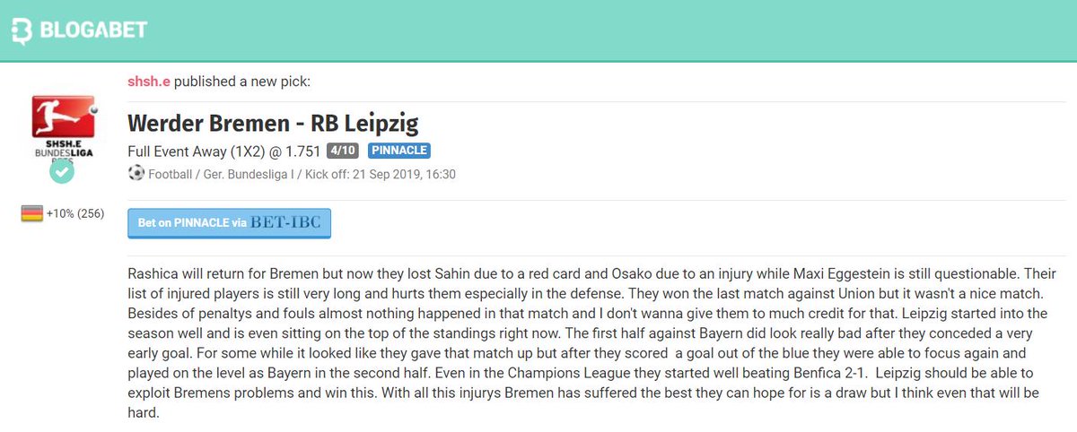 Blogabet Werder Bremen Vs Rb Leipzig Do You Agree Leipzig Will Take The Victory In This Match Follow This Tip T Co Fpoakmoz2p Place Your Bets T Co D3q7pggbzx