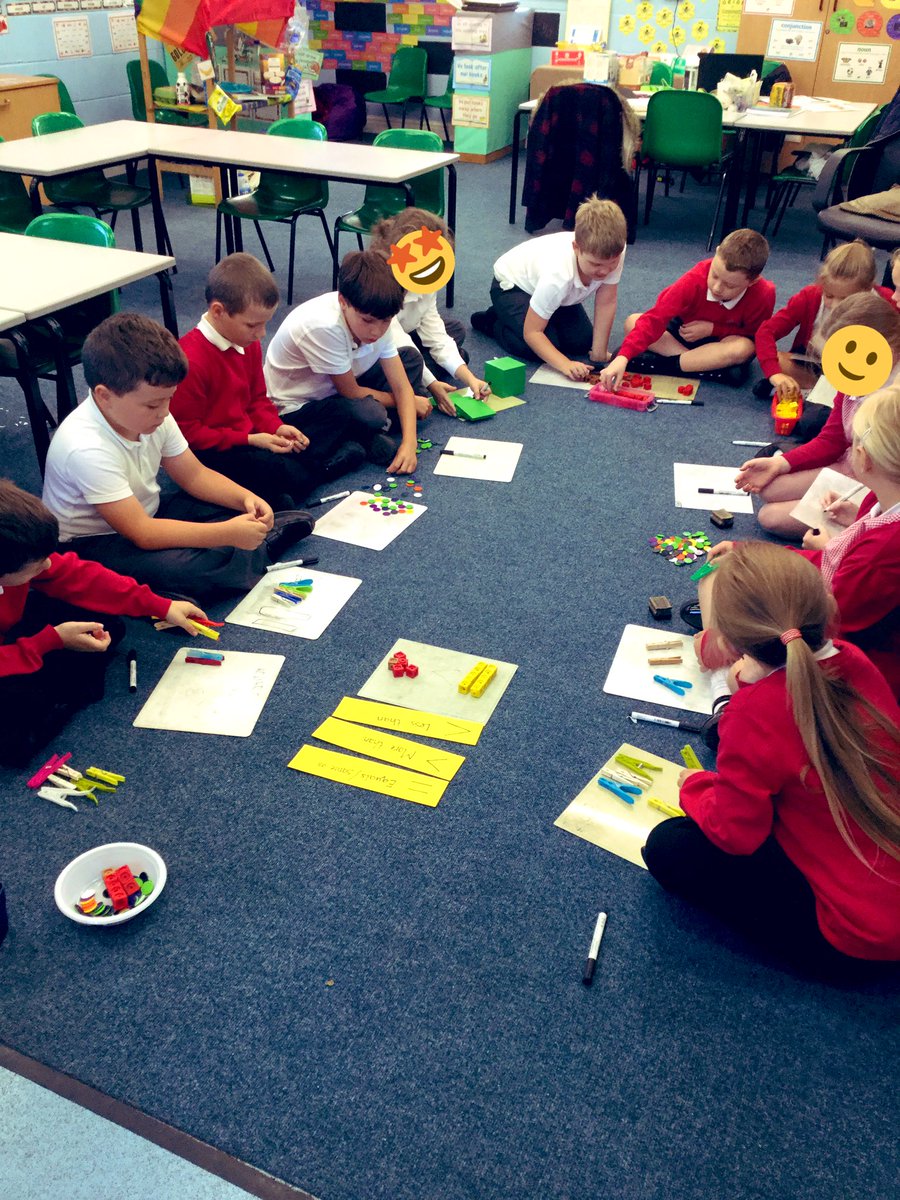 WranglePrimary's tweet photo. Yesterday Crimson used concrete objects to help them understand inequality symbols #concreteobjects #mastersofmaths https://t.co/GDU6VnieuU