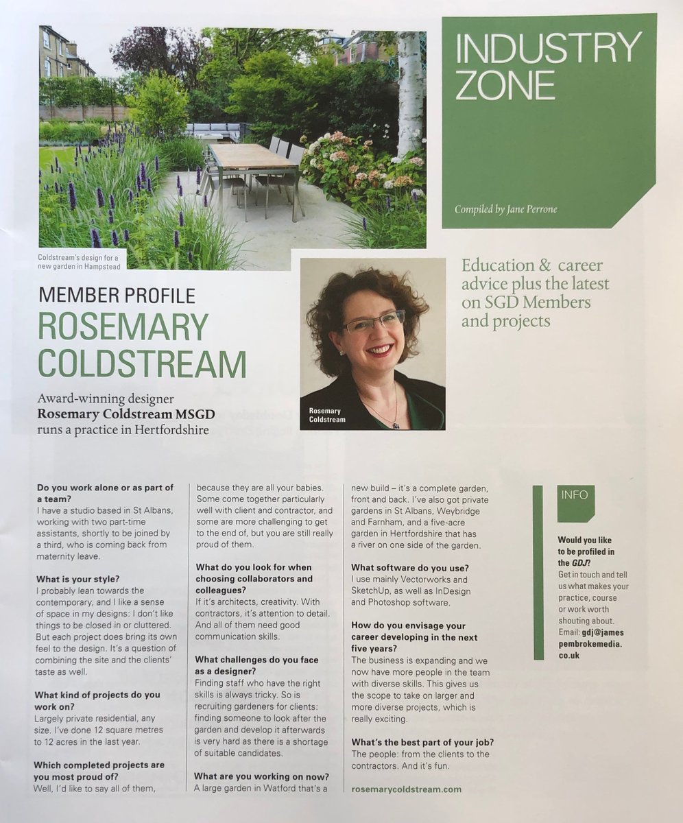 RoseColdstream's tweet photo. Look out for me in the latest issue of the Garden Design Journal where I discuss some of my most recent projects. Thanks to @janeperrone and @The_SGD for including me. #designerprofile #gardendesign #gardendesigner https://t.co/Yth8WkJTHb