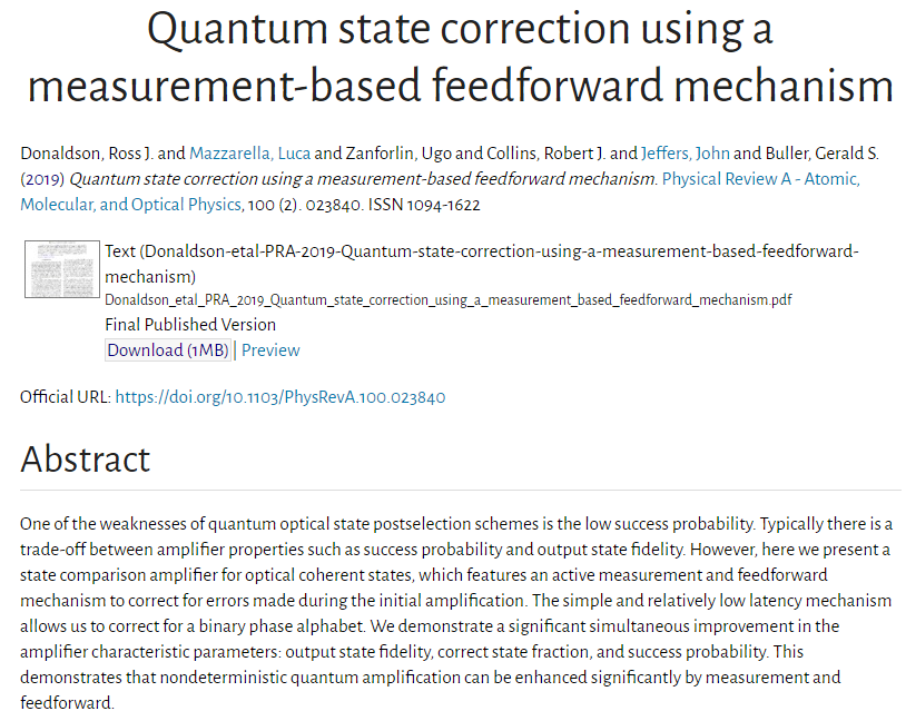 StrathclydeOA's tweet photo. #Quantum state correction using a measurement-based #feedforward mechanism https://t.co/esUD2dk8Lc #physics #optics #QBER #SCAMP #openaccess @PhysicsStrath https://t.co/gVh6gjEaYb