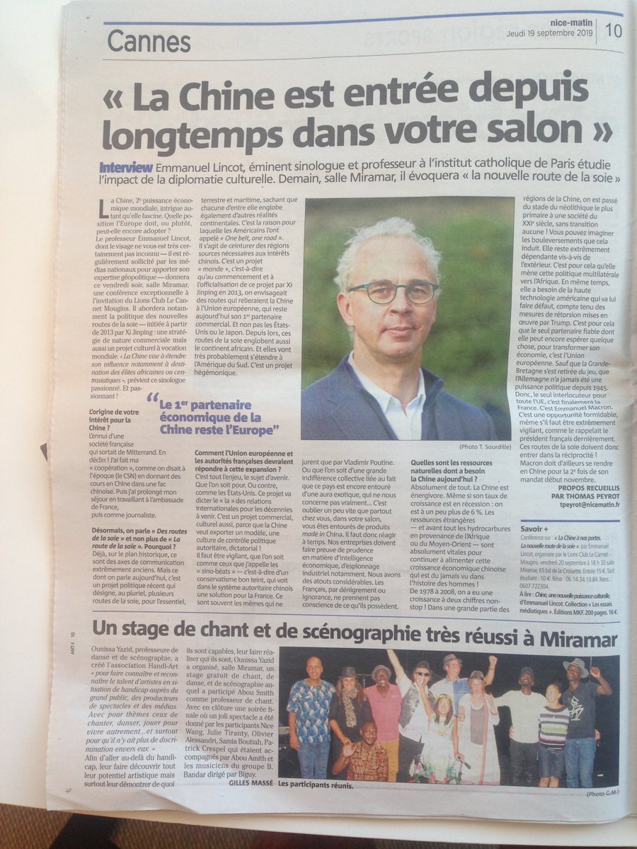 Emmanuel Lincot, un auteur @EditionsMkF dans @Nice_Matin avec un bel interview de @tpeyrot #Chine #Softpower #Sharppower