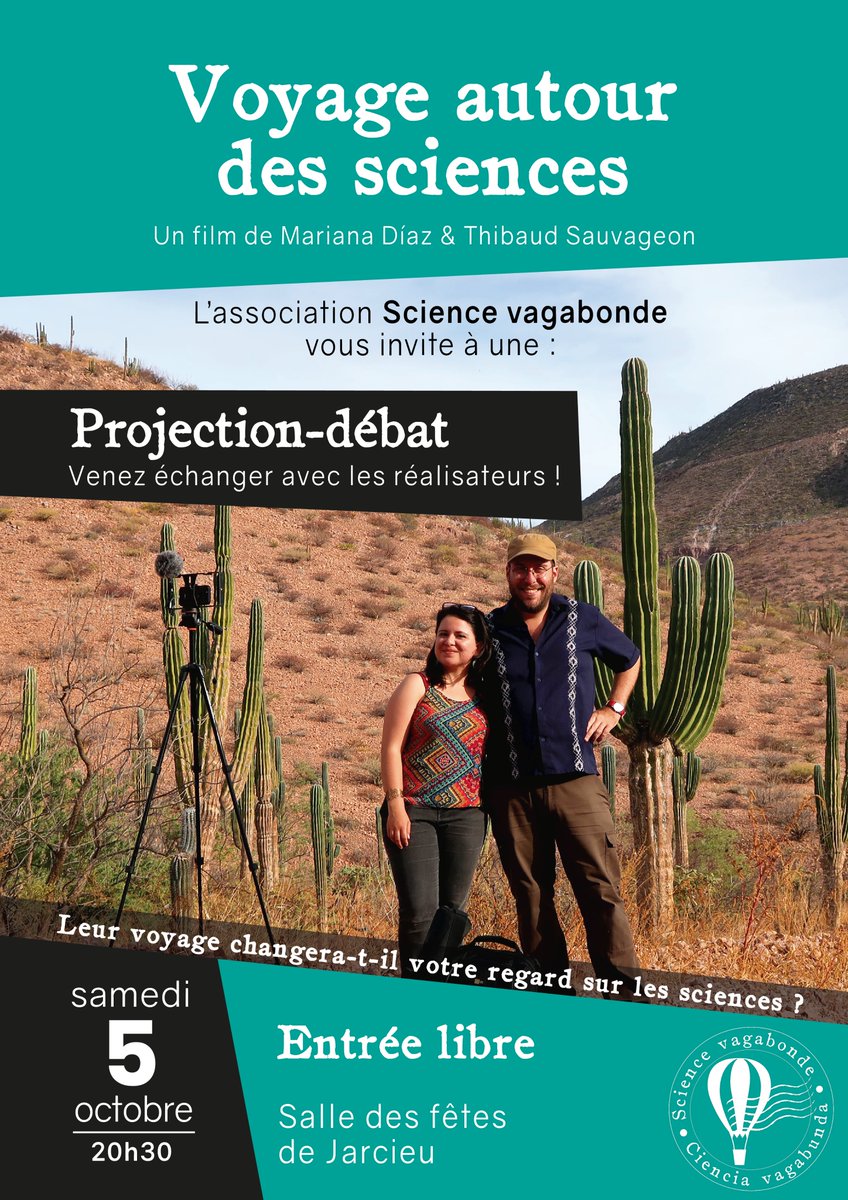Science_Vaga's tweet photo. 📽 #VoyageAutourDesSciences sera projeté en avant-première le 5 octobre à #Jarcieu (38) ! L’entrée est libre, alors à vos agendas, et venez nombreux pour nous rencontrer !!! https://t.co/eOMeq9qSoH