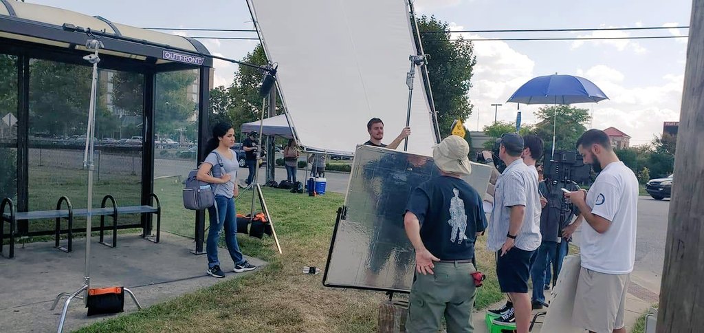 ridetarc's tweet photo. #BTS of @PassportHealthP as they shoot their upcoming commercial at one of our bus shelters. π¬ Coming soon! #TARC45 #WeMoveTheCity https://t.co/p5jLAb7JkL
