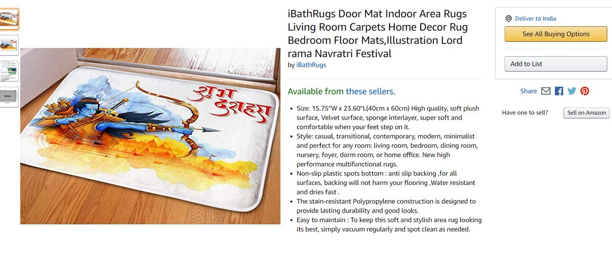 reportfraudol9's tweet photo. So this is how @amazon is planning for festive season with selling Door mat, Rugs &amp; shoes of religious idols and gods.
see it yourself : https://t.co/RxRIw5J4jP
This festive season boycott them.
#BoycottAmazon  #JadavpurUniversity #CorporateTax #SayNoToAmazon https://t.co/G7nY5FYGgE