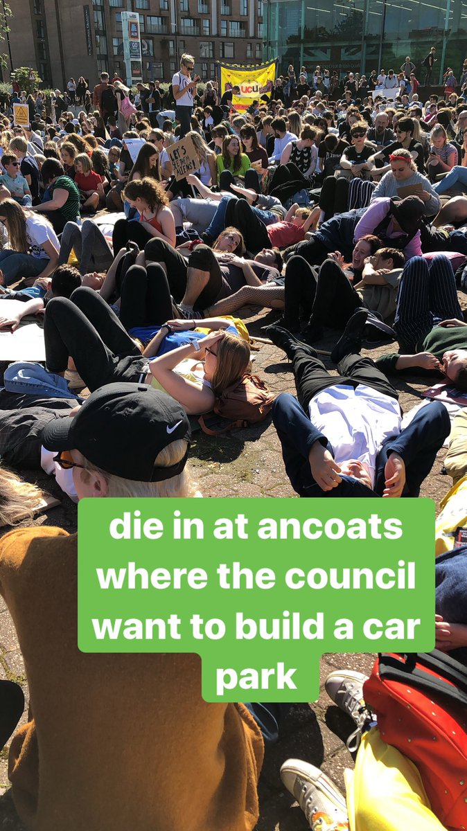 uforadio_'s tweet photo. The strike has moved to ancoats for a die in to protest the councils decision to turn open space into a car park #YouthStrike4Climate @ExtinctionR @XR_MCR https://t.co/AdQyK2JuZy